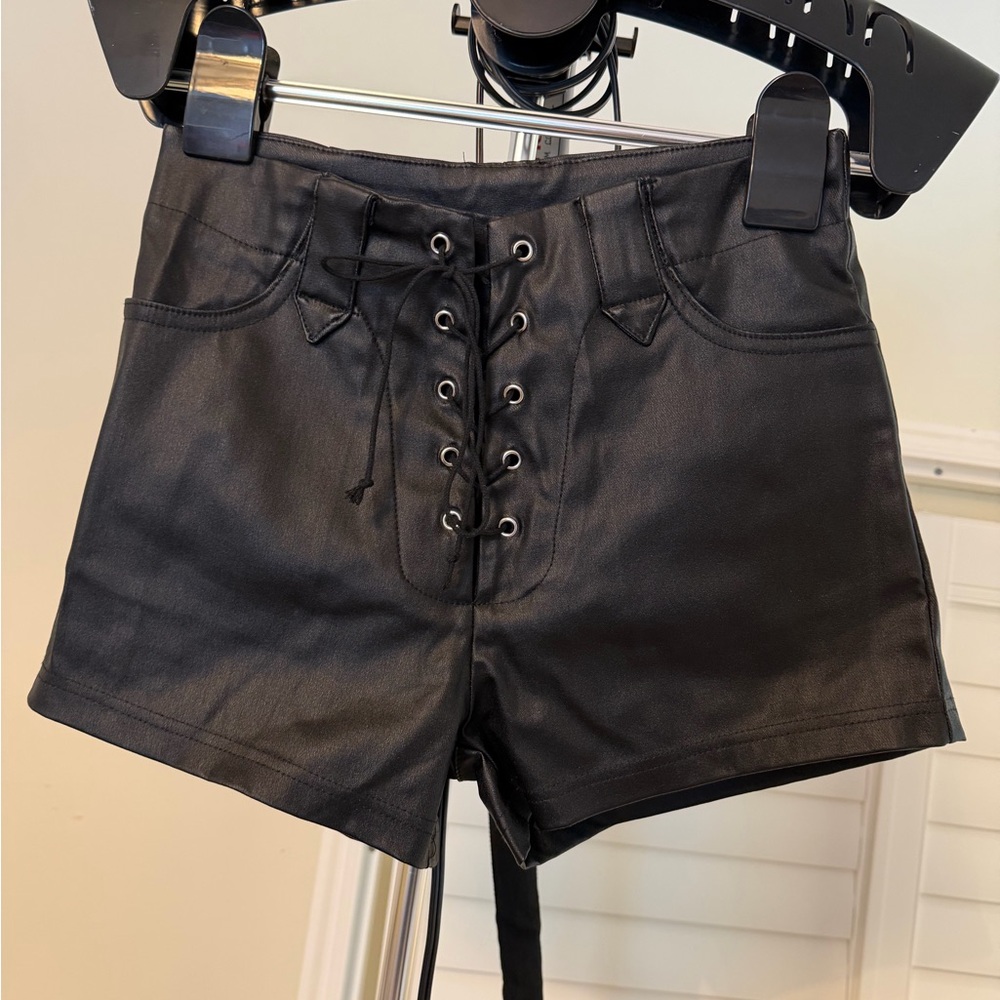 Black Lace-Up Women's Shorts